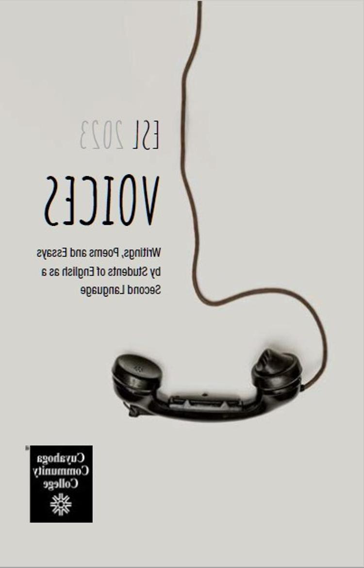 ESL Voices 2023 Book Cover; image of telephone